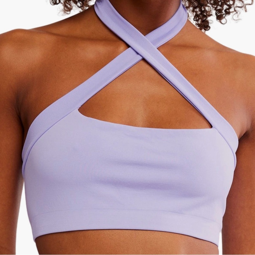 Free People Lavender Versatile Seamless Halter Bralette NWT